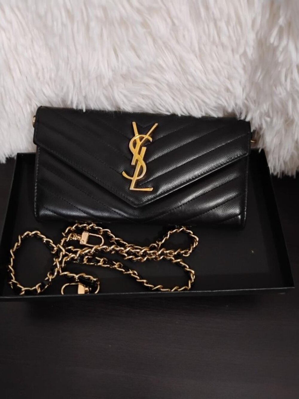 YSL Monogram Large Wallet on Chain in Grained Leather EUC - Picture 3 of 15